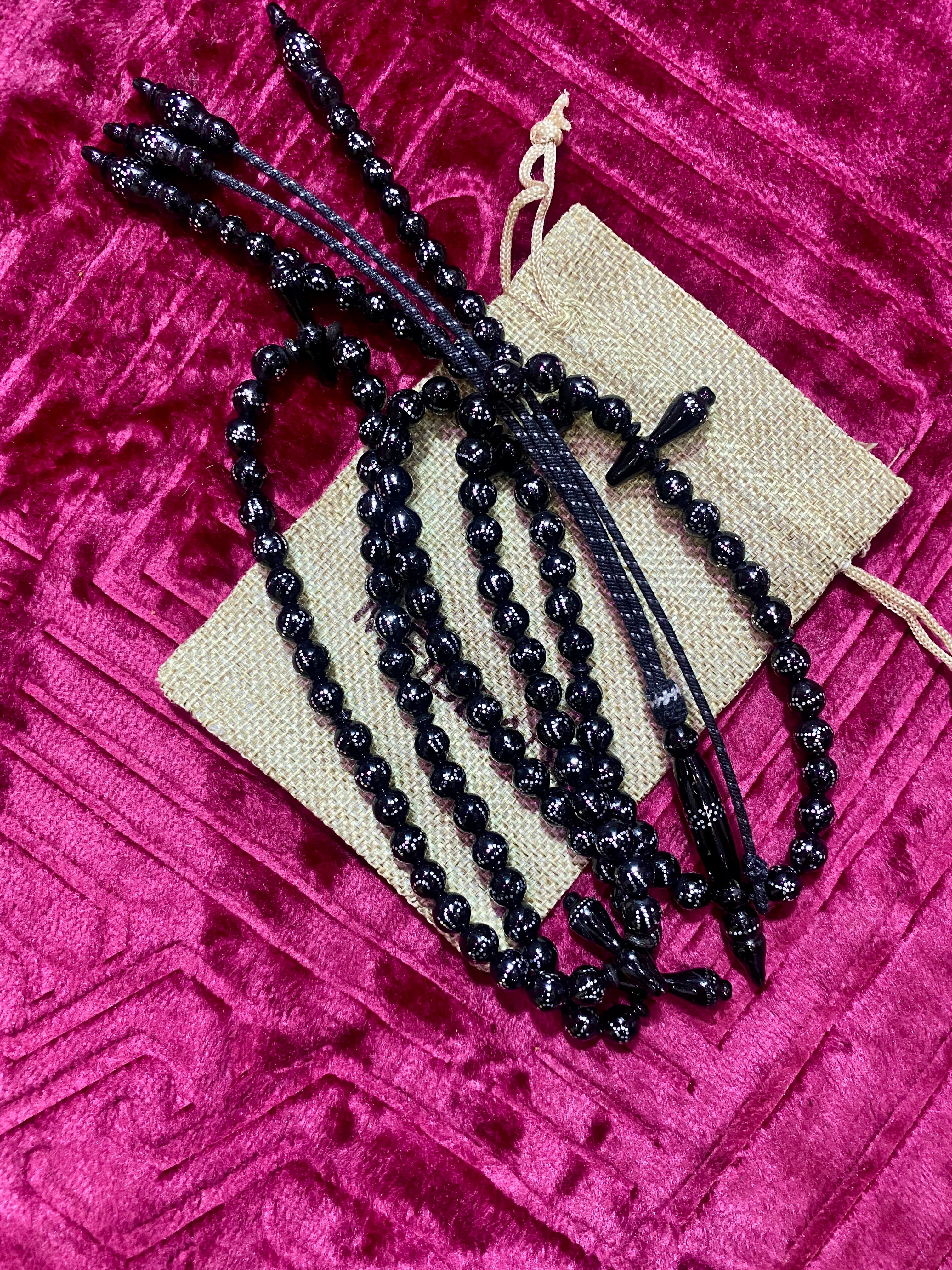 Chapelet Youssour taille 8mm marron, noir dore & argentin