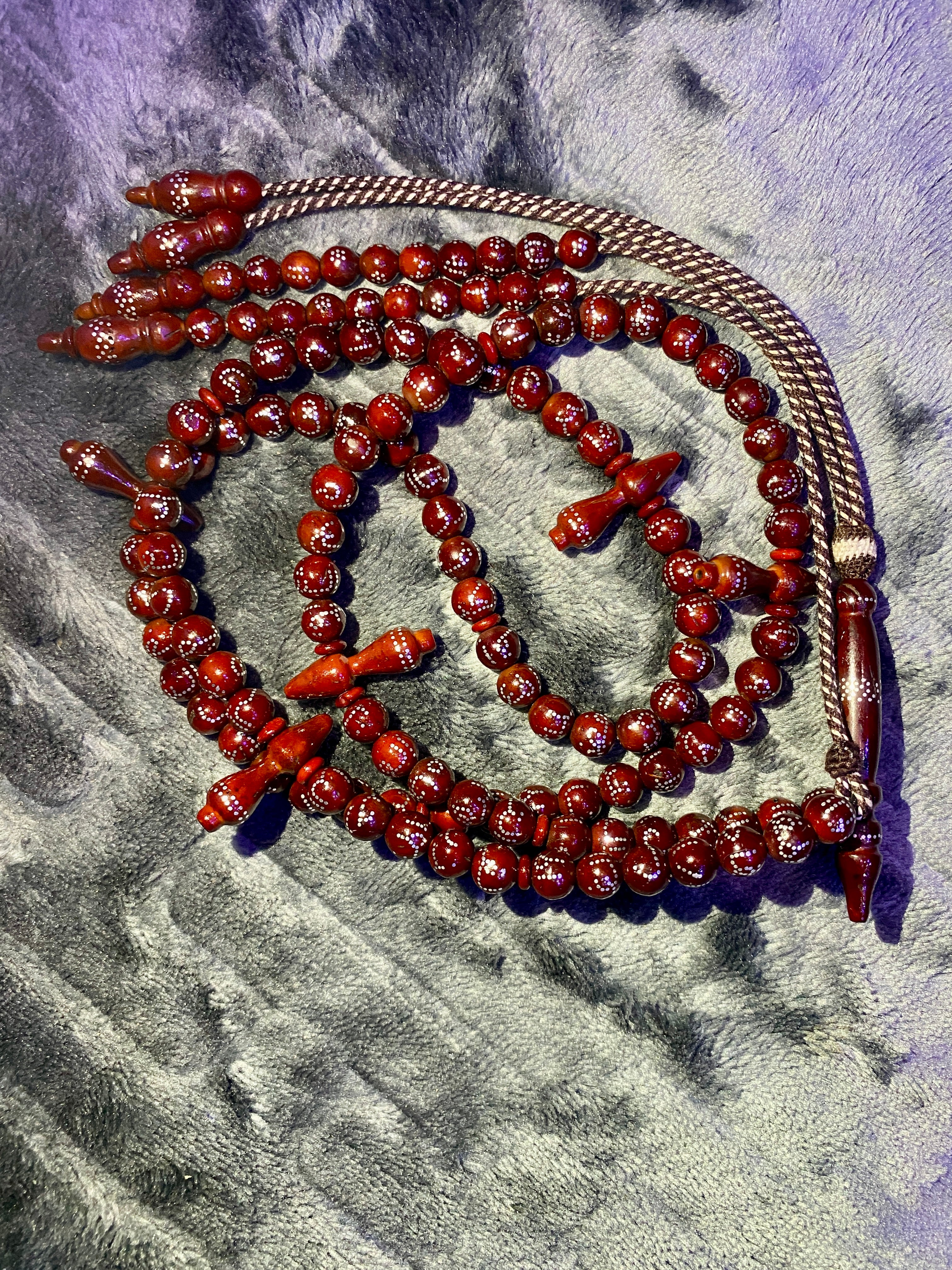 Chapelet Youssour taille 8mm marron, noir dore & argentin