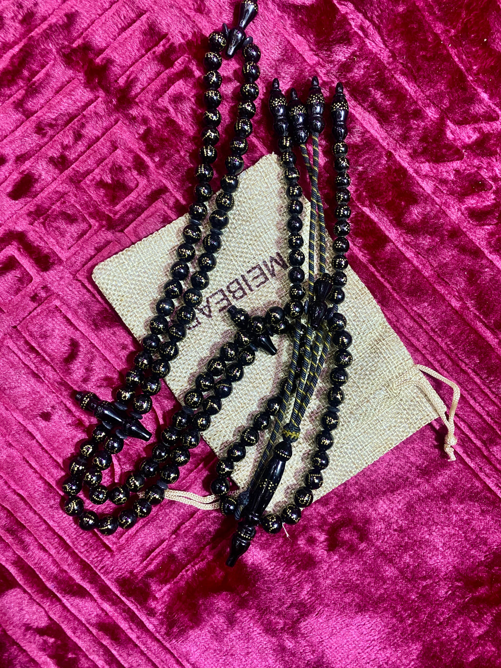 Chapelet Youssour taille 8mm marron, noir dore & argentin