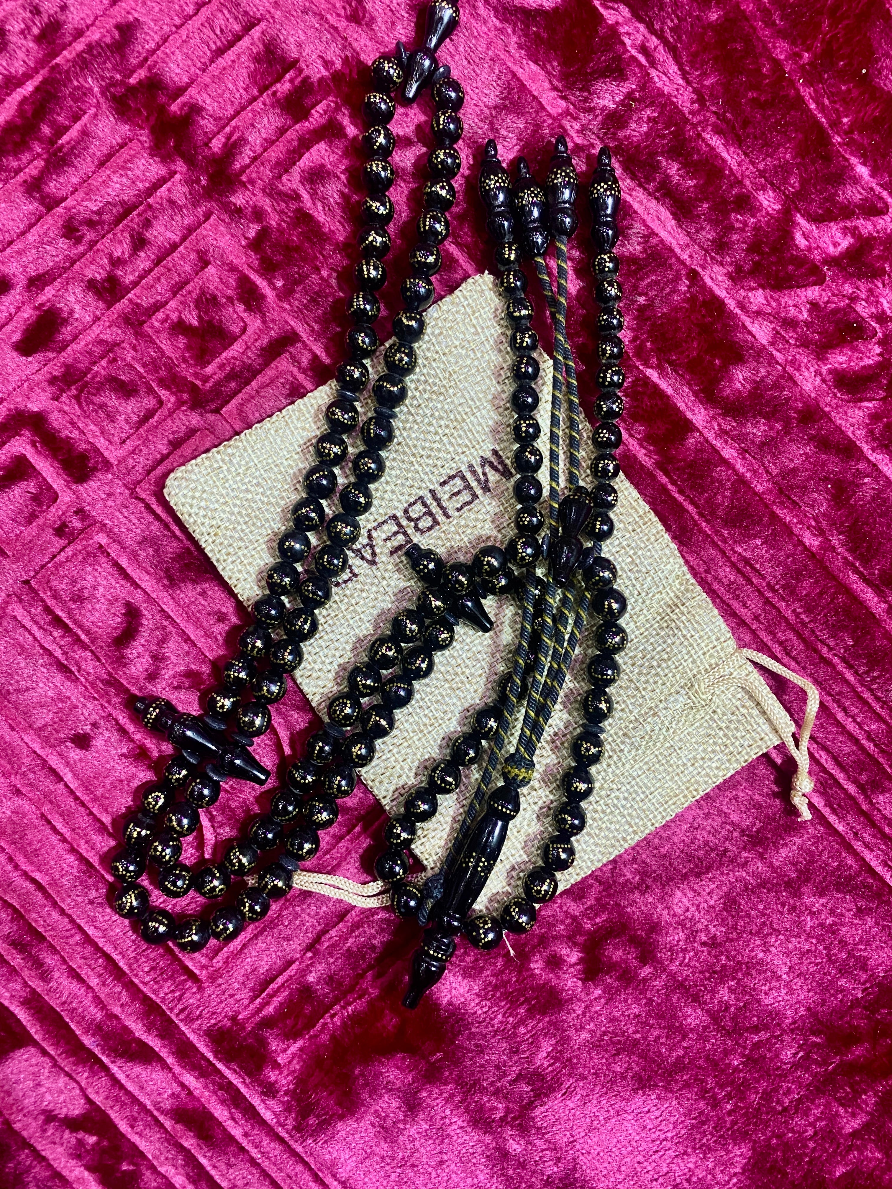 Chapelet Youssour taille 8mm marron, noir dore & argentin